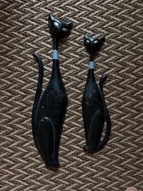 Vintage Mid Century Sexton Black Decorative Cat Figurines - Set of 2